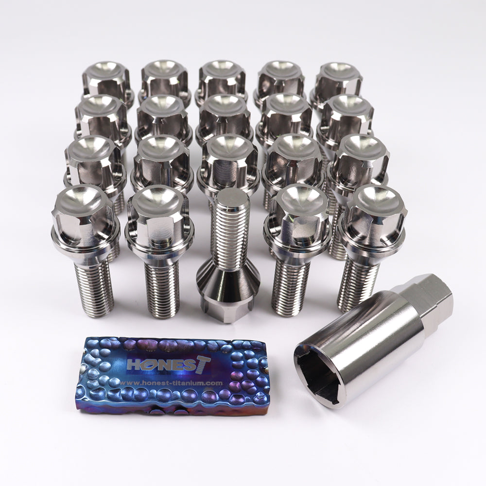 Anti-Theft Locking Titanium Wheel Lug Bolts M14x1.5x28MM Burntblue Raw for MERCEDES BENZ