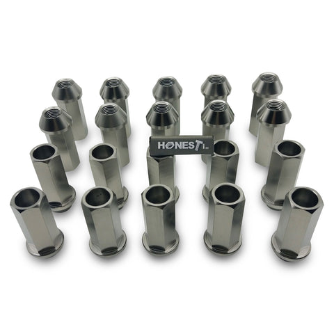 GRADE 5 Titanium Lug Nuts, M12x1.5x45mm, Cone Seat, Open End for TOYOTA, HONDA, FORD