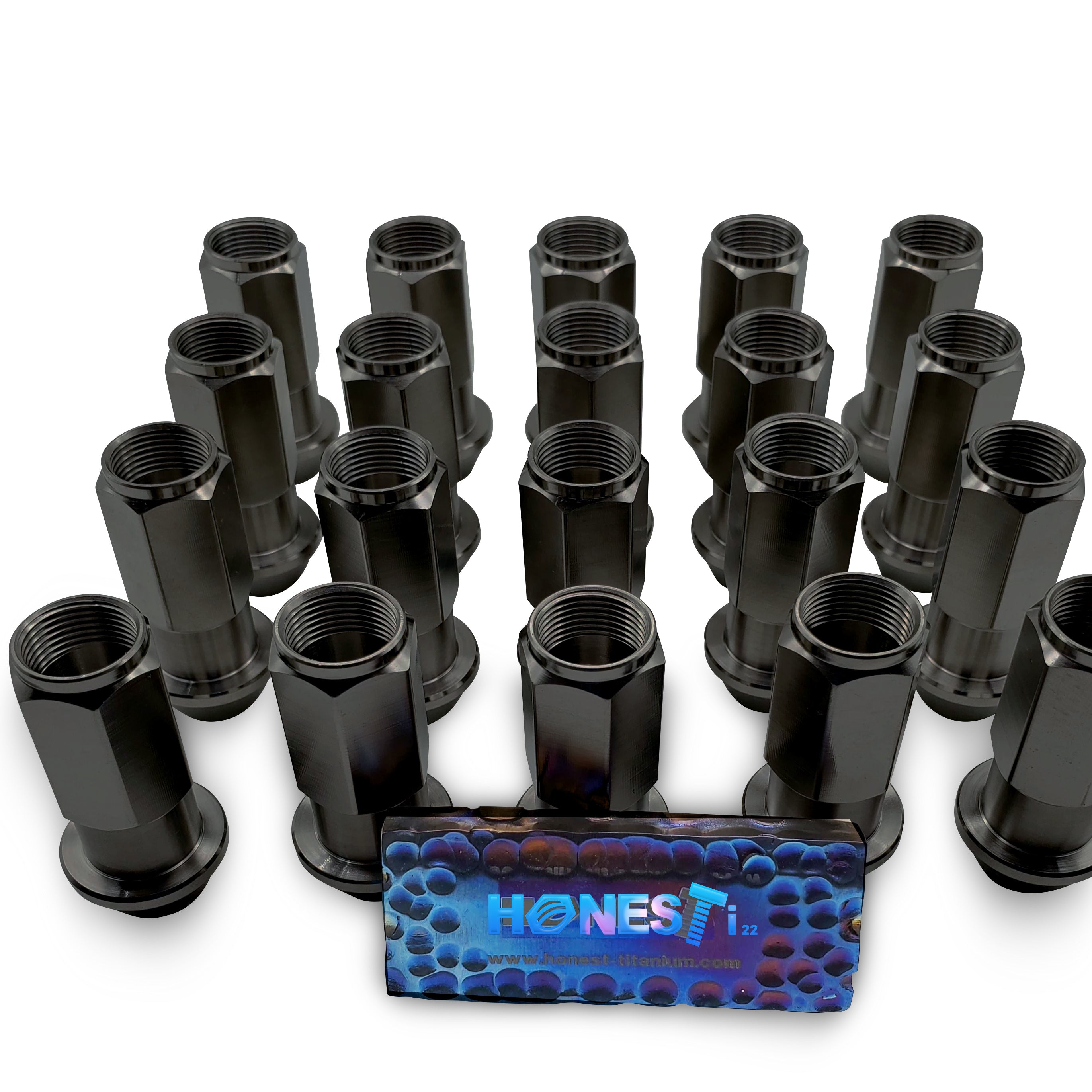 Gr5 Titanium Lug Nuts, M12x1.5x48mm, Cone Seat, Open End PVD coating Black