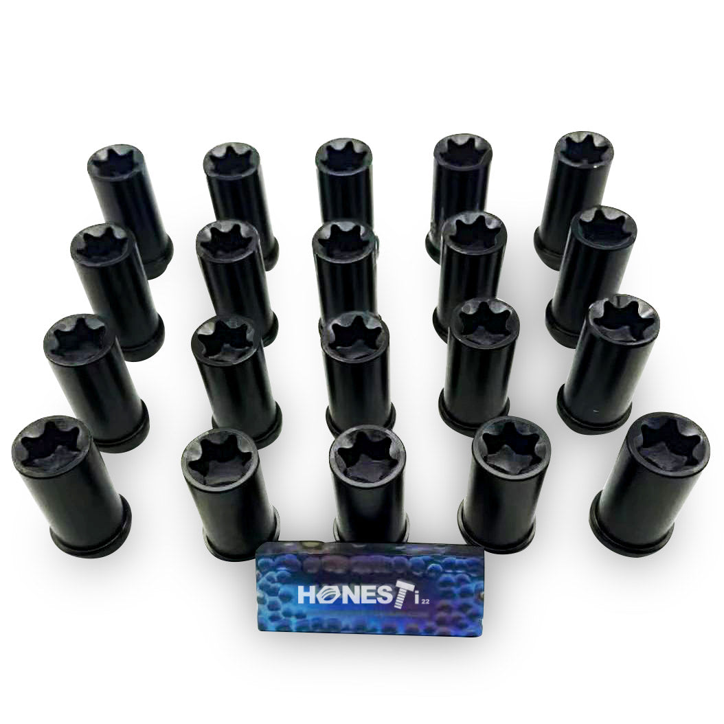 Hot Forged Gr5 Titanium Lug Nuts, M14x1.5x53mm, Cone Seat, Closed End, T-70 Torx for DODGE, LEXUS, LAND ROVER