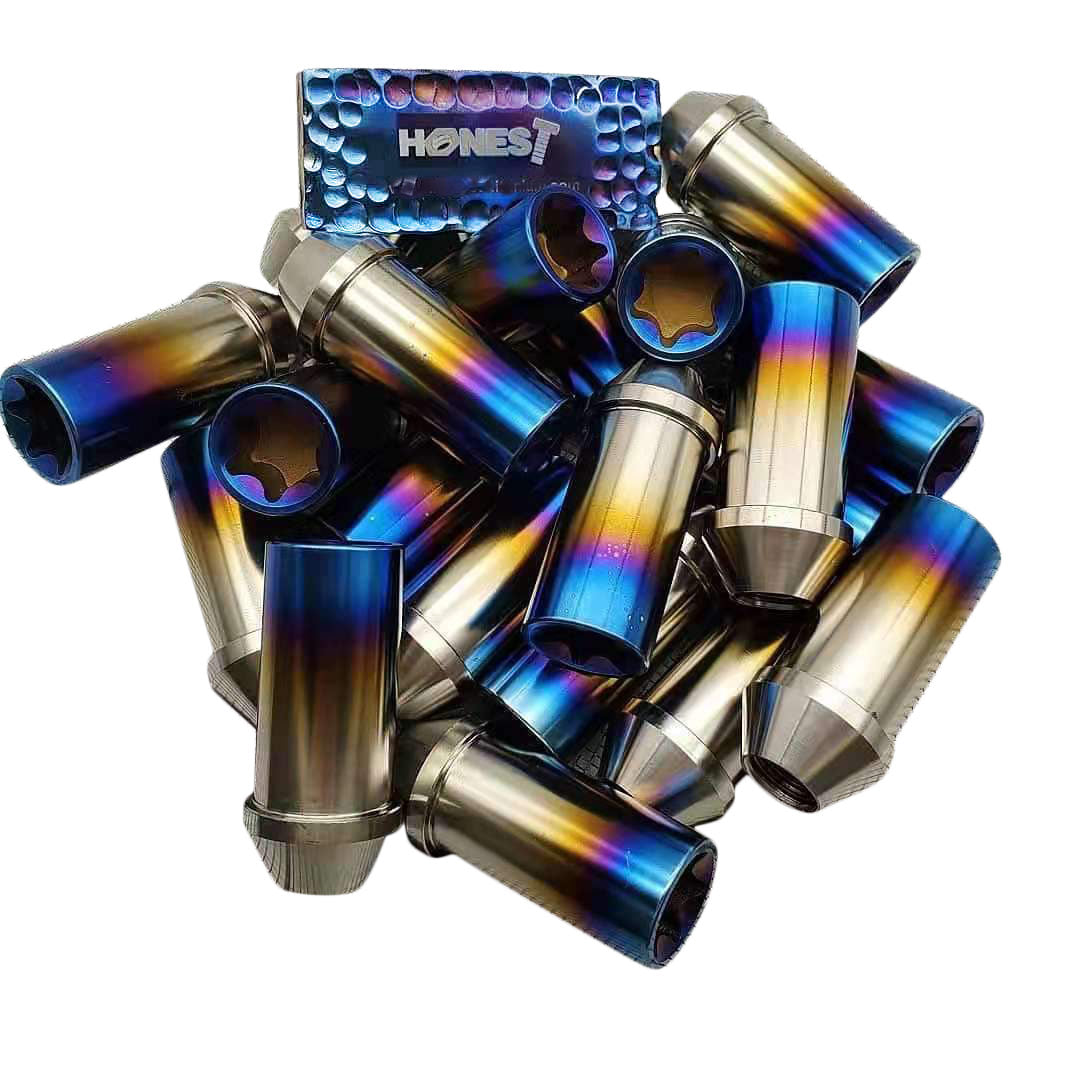 Hot Forged Gr5 Titanium Lug Nuts, M14x1.5x53mm, Cone Seat, Closed End, T-70 Torx for DODGE, LEXUS, LAND ROVER