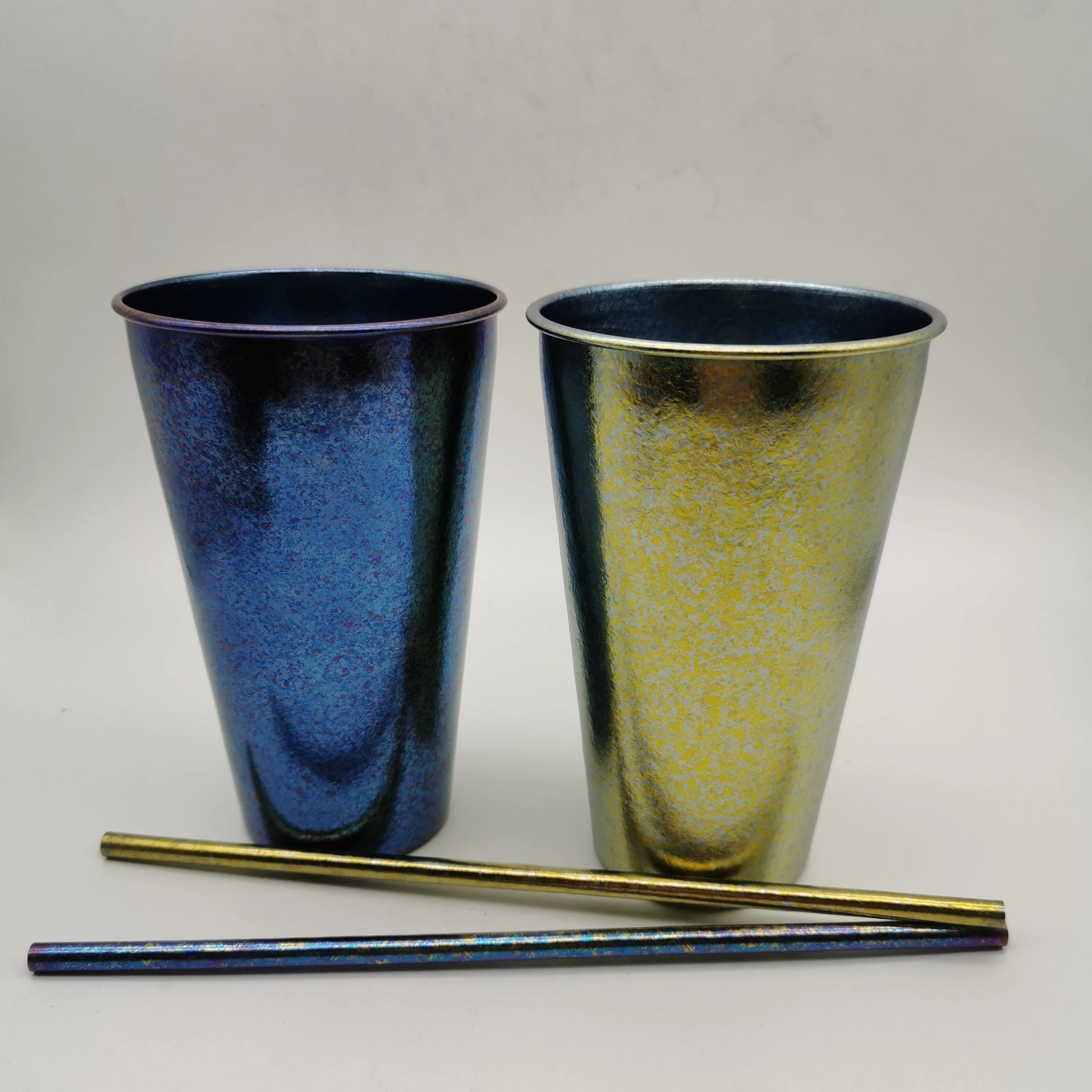 Titanium Cup with Titanium Straw, Dark Blue