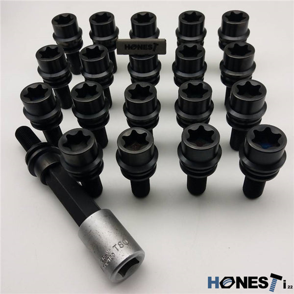 PORSCHE TITANIUM WHEEL LUG BOLTS  M14x1.5x35MM, 6AL4V AEROSPACE GRADE 5 (SET OF 20)