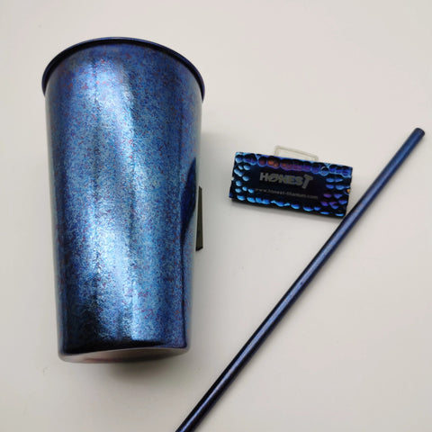 Titanium Cup with Titanium Straw, Dark Blue